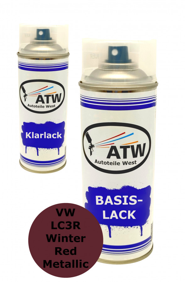 Autolack für VW LC3R Winter Red Metallic+400ml Klarlack Set